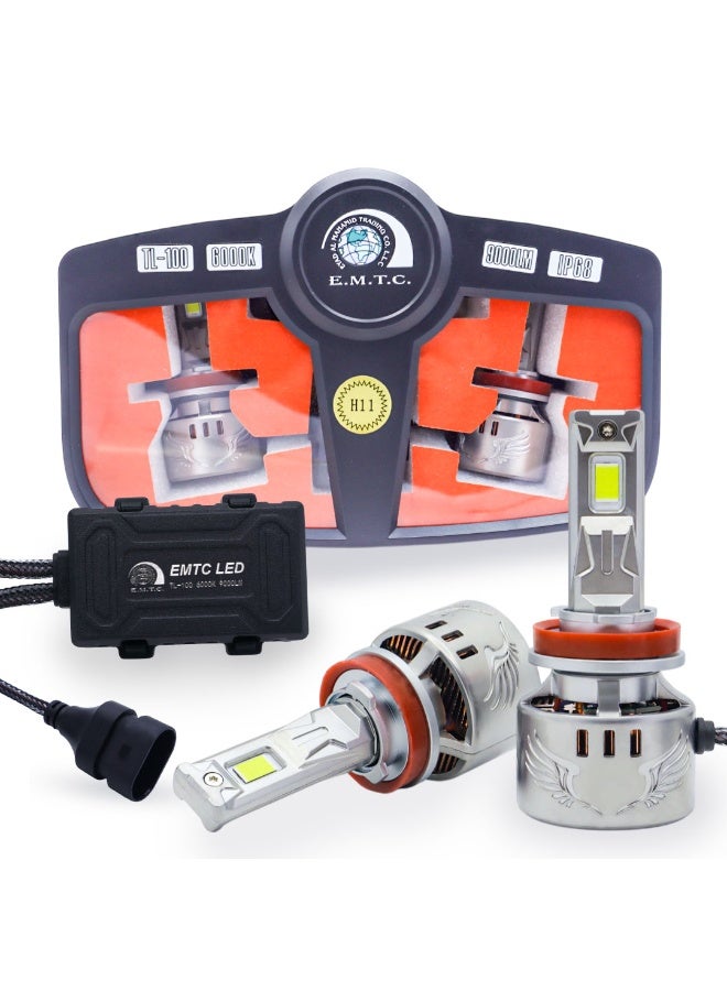 طقم لمبات ليد أمامية TL100 عالية القوة 360 درجة (قطعتين) – H11 | 200 واط | شعاع أحادي | 6000 كلفن مع درايفر | ضمان دولي لمدة 6 أشهر - Image 1